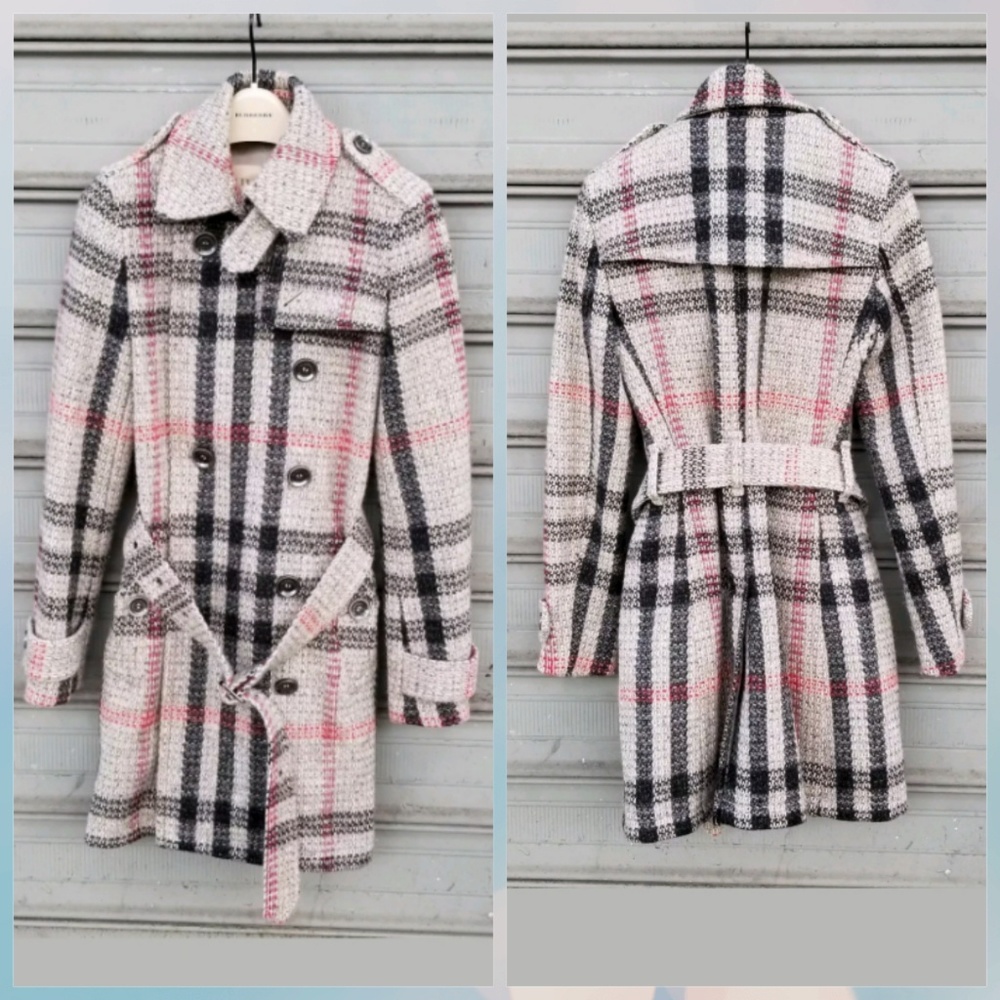 NWOT Burberry Brit Grey Wool Trench Coat